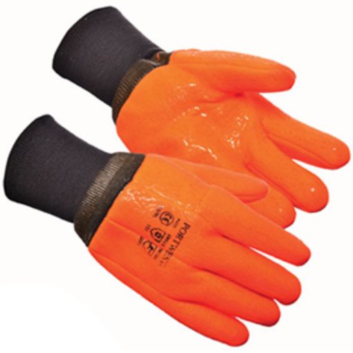 Picture of Hi Vis Weatherproof PVC Knitted Glove - Orange XLarge
